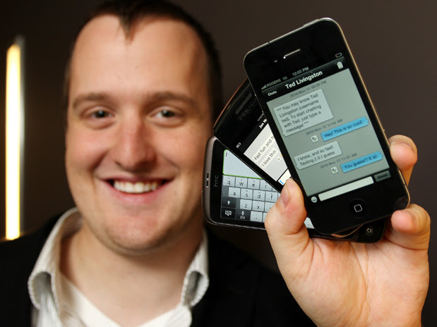 Ted with early Kik apps after raising his Series A in 2011. Photo: <a href='http://betakit.com/39411/' target='_blank'>BetaKit</a>